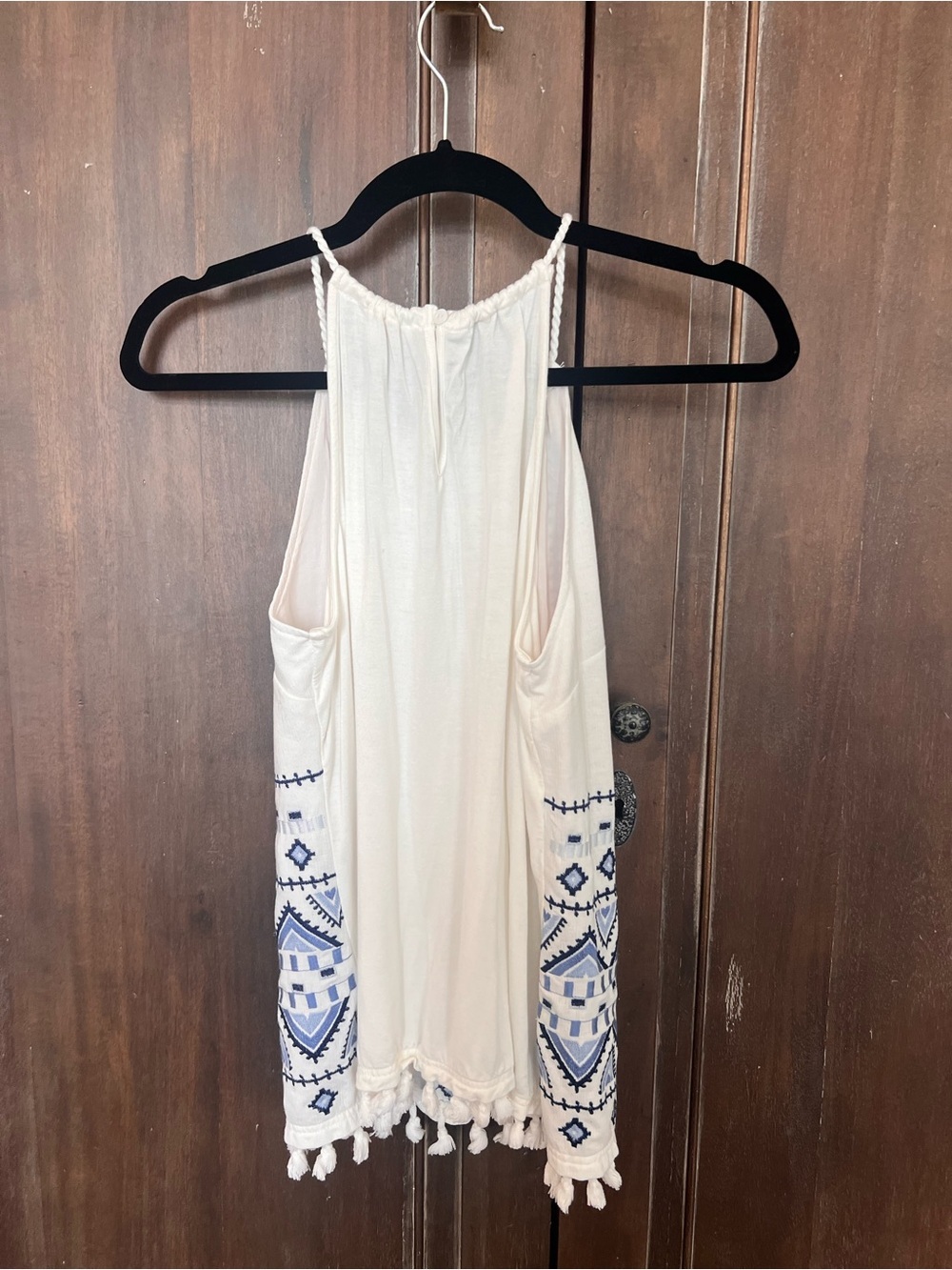Skies Are Blue White Embroidered Tank with Braided Straps - Picture 3 of 4